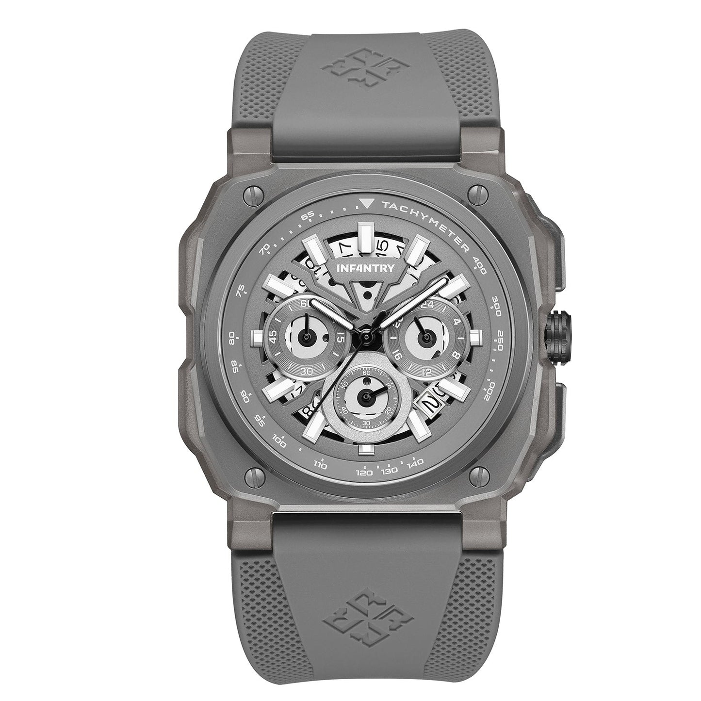 Square pilot instrument watch grey Infantry Revolution REVO47-CHR03-GY-01