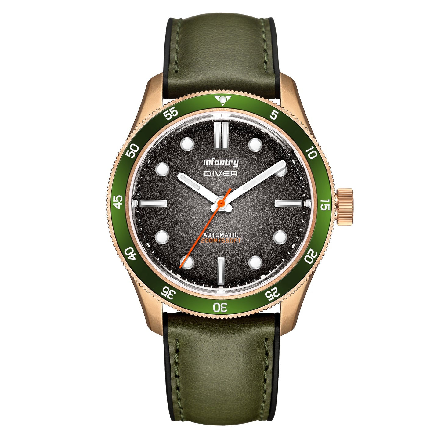Infantry 200M Waterproof Men's Watch - Black, Green, Blue D02-BRZ-GRN