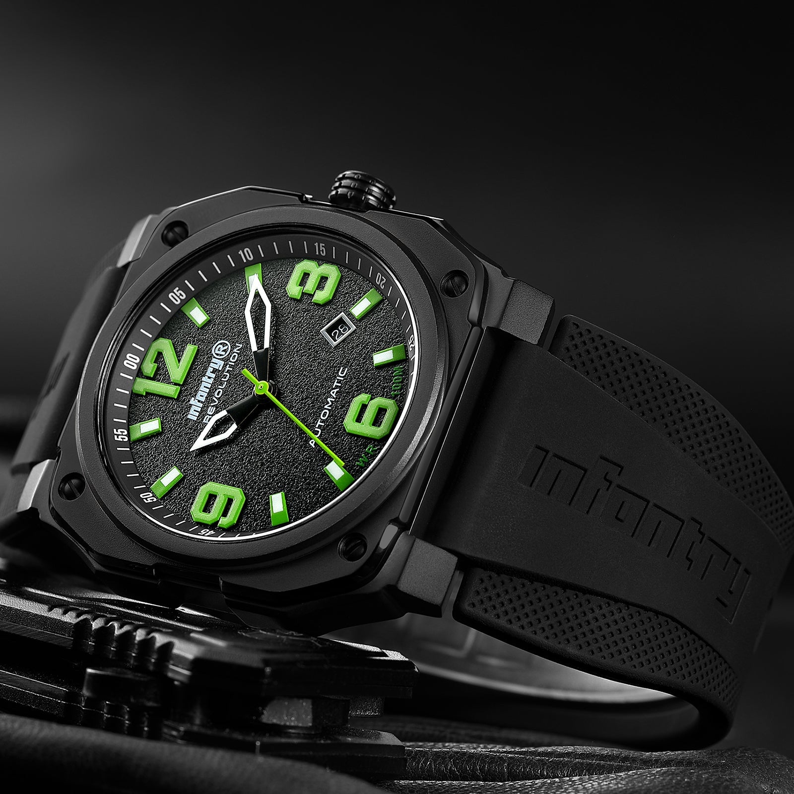 Infantry Automatic Men's Watch - Lamborghini Green waterproof_REVO-AUTO-06-V2-06