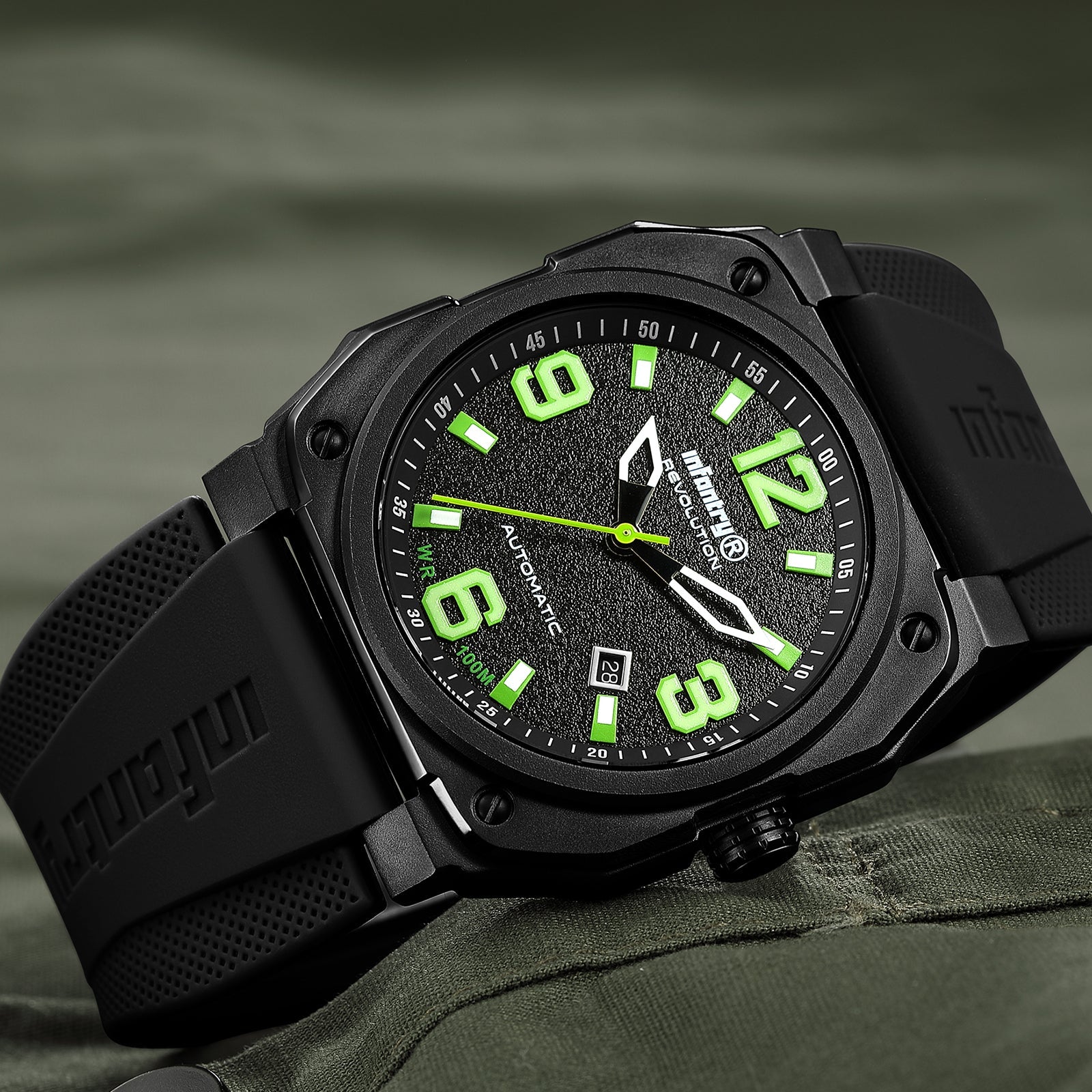 Infantry Automatic Men's Watch - Lamborghini Green waterproof_ REVO-AUTO-06-V2-07