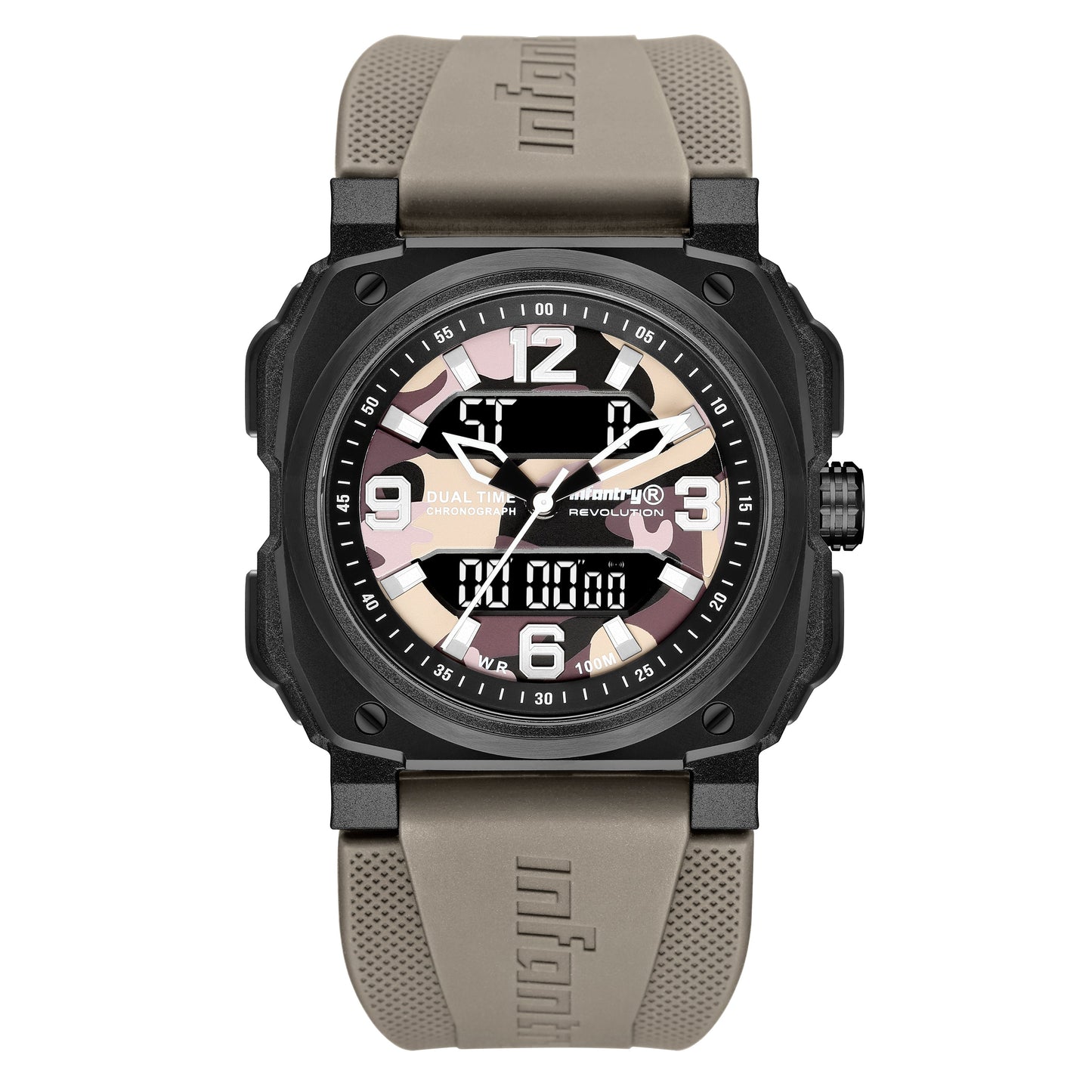Infantry Digital & Analog Dual Display Men's Watch - Desert Camo waterproof_REVO-AD-08-V2