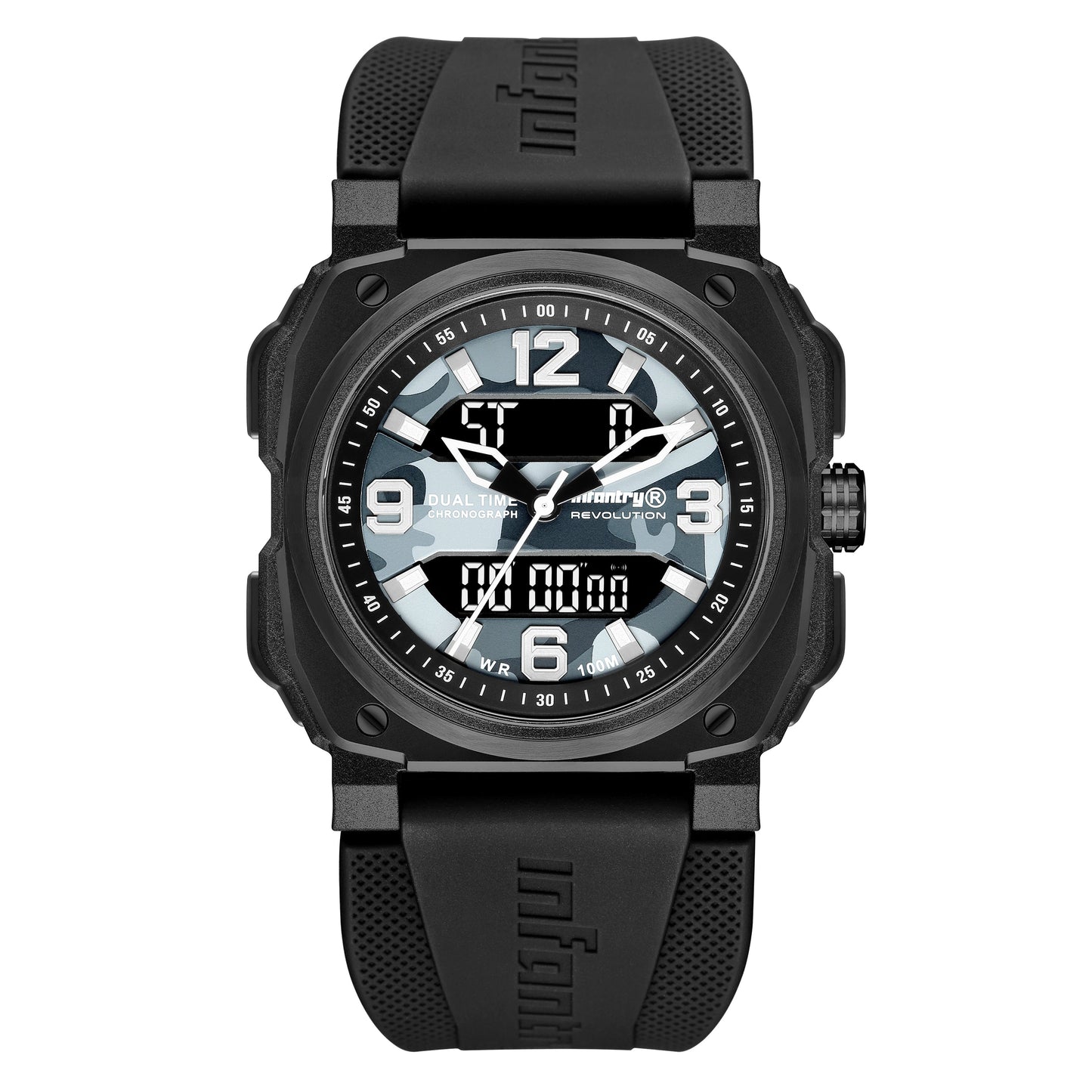 Infantry Digital & Analog Dual Display Men's Watch - Grey, Desert, Grey camo, Desert camo waterproof_REVO-AD-06-V2