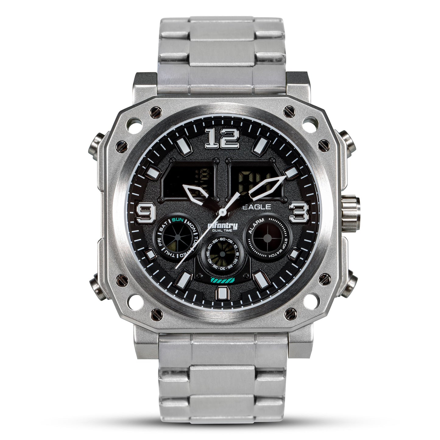 Infantry_Digital_Analog_Dual_Time_Men_s_Watch_waterproof_FS-011-S-S Stainless Steel