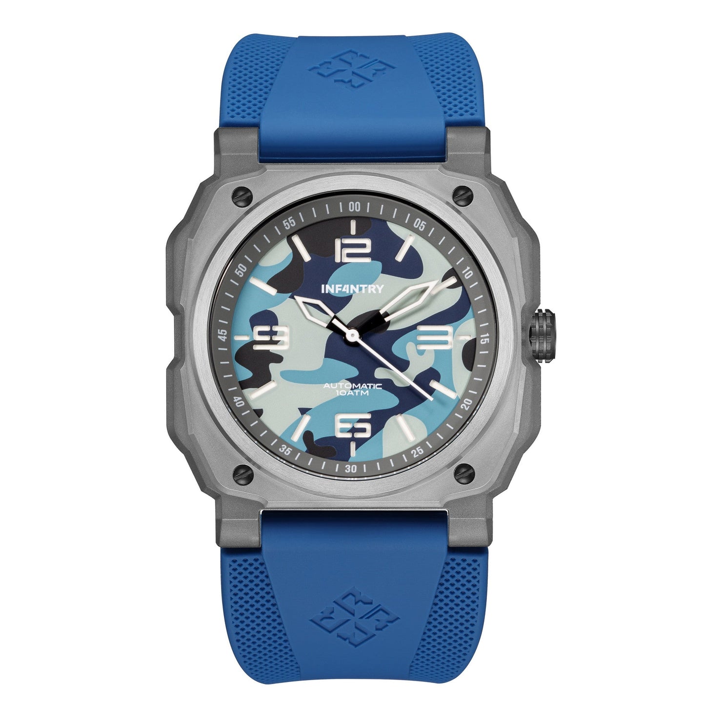 infantry automatic military watch blue camo REVO47-CAMO01-BL-01