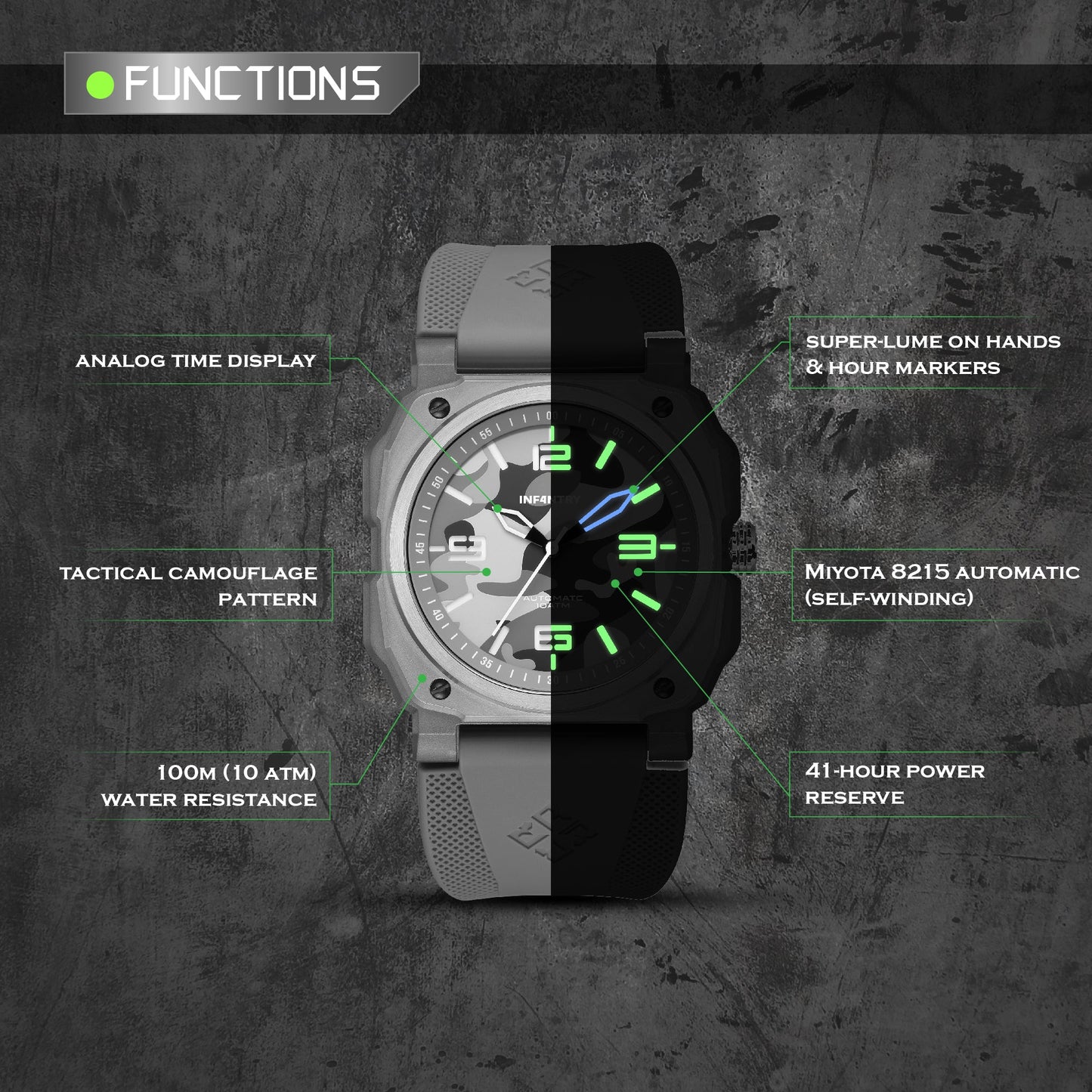 infantry automatic military watch camo function REVO47-CAMO01