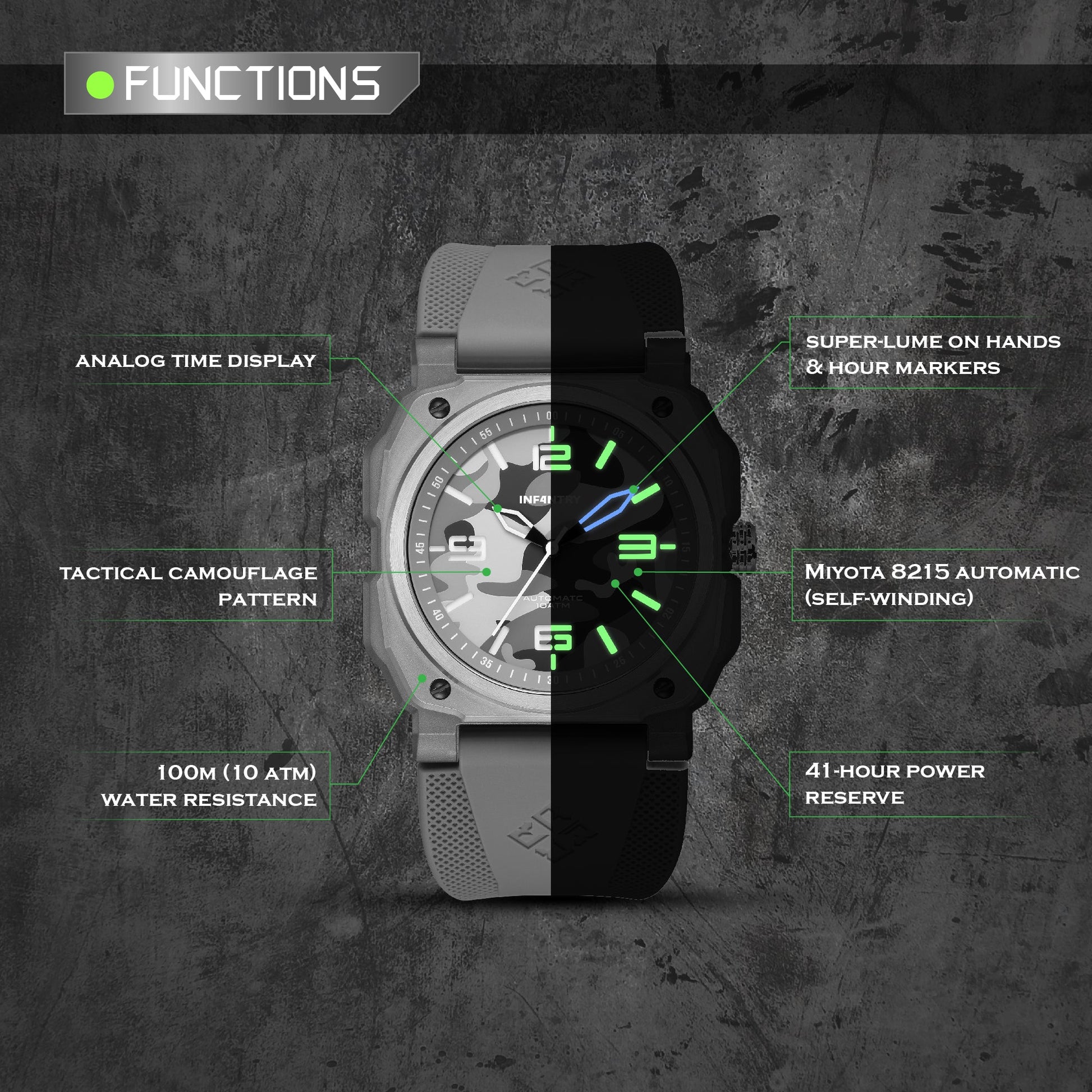 infantry automatic military watch camo function REVO47-CAMO01