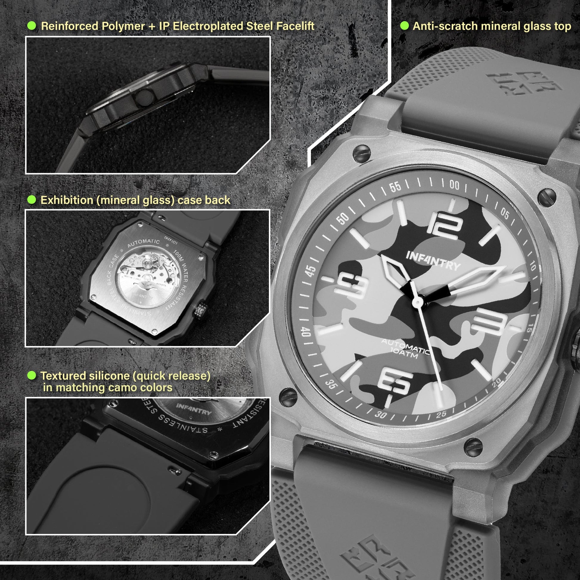 infantry automatic military watch camo material REVO47-CAMO01