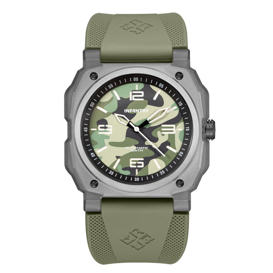 infantry automatic military watch green camo REVO47-CAMO01-GN-01