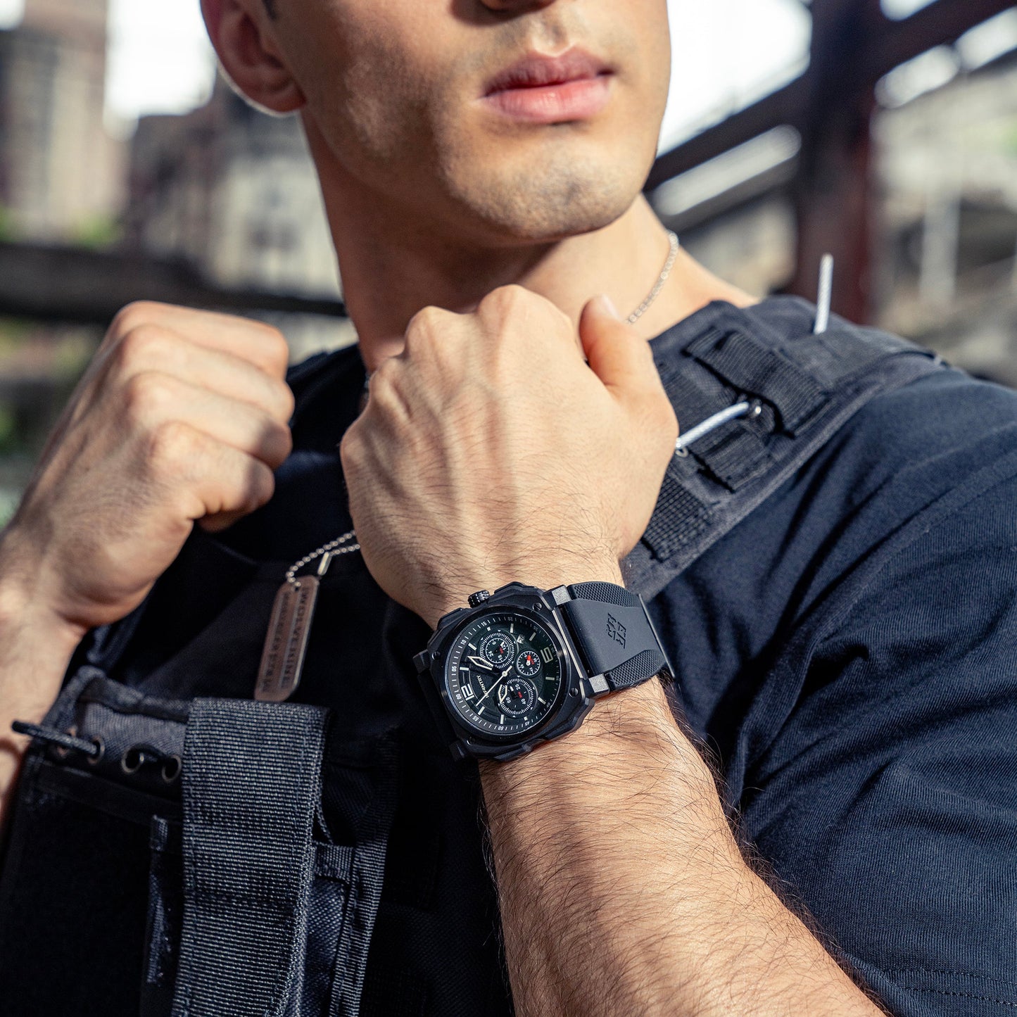 infantry chronograph military watch black REVO47-CHR01-BK-02