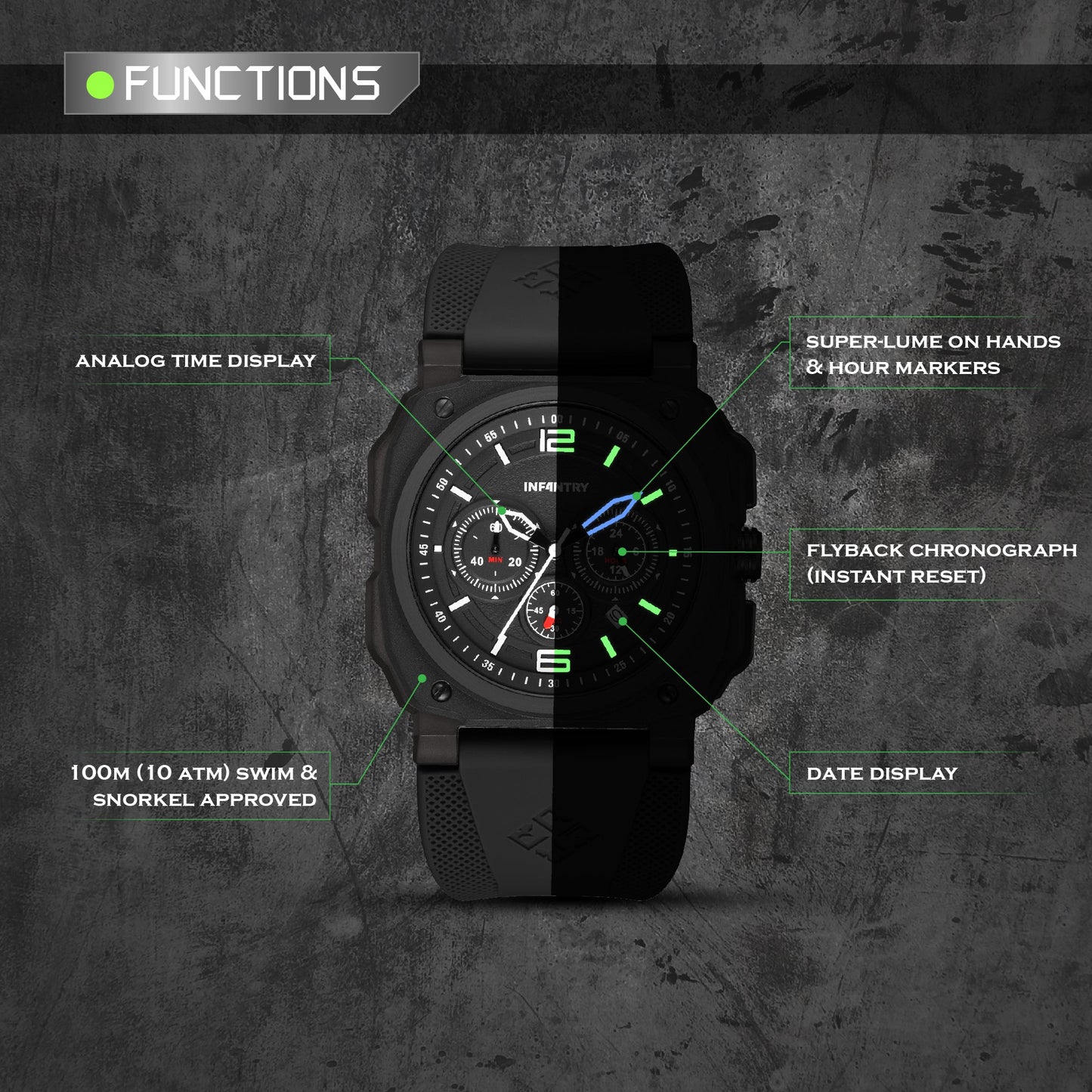 infantry chronograph military watch function REVO47-CHR01