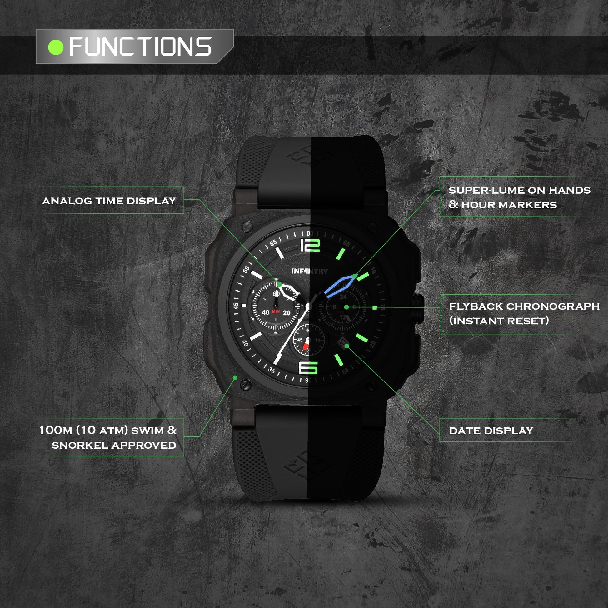 infantry chronograph military watch function REVO47-CHR01