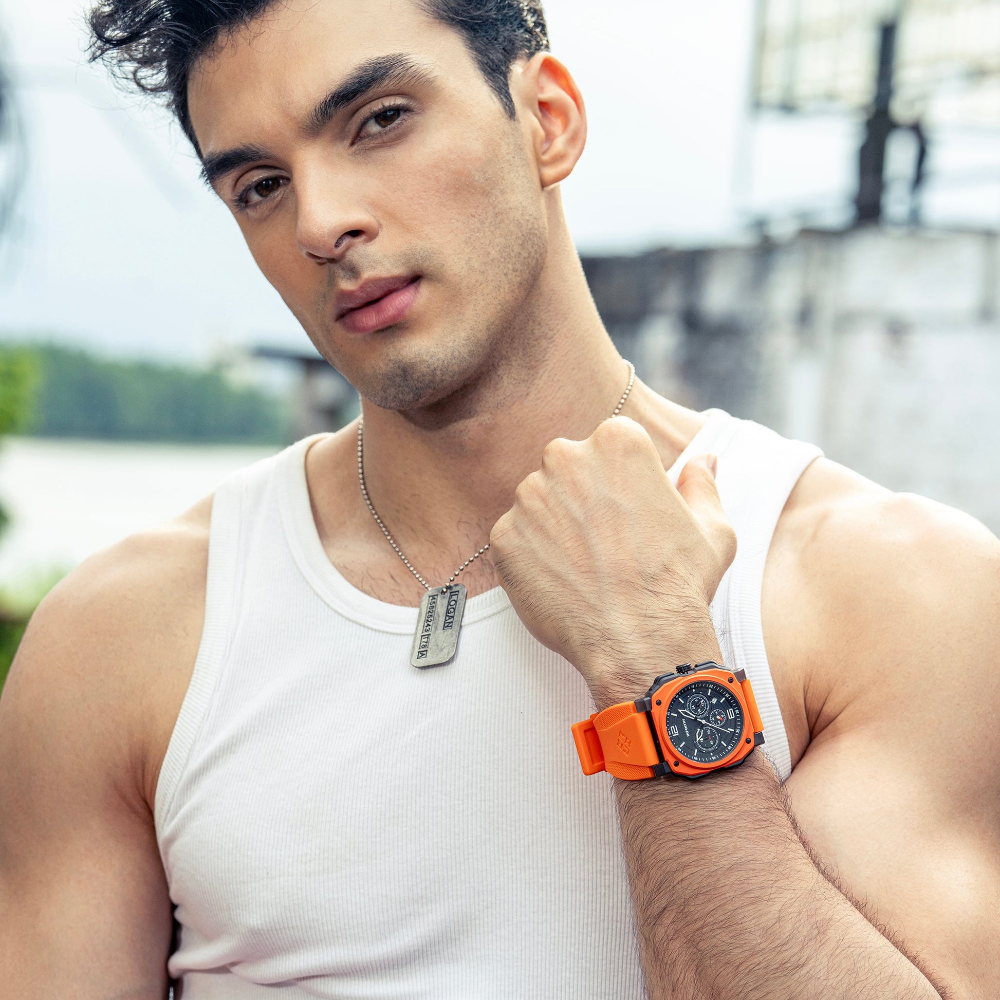 infantry chronograph military watch orange REVO47-CHR01-OR-02