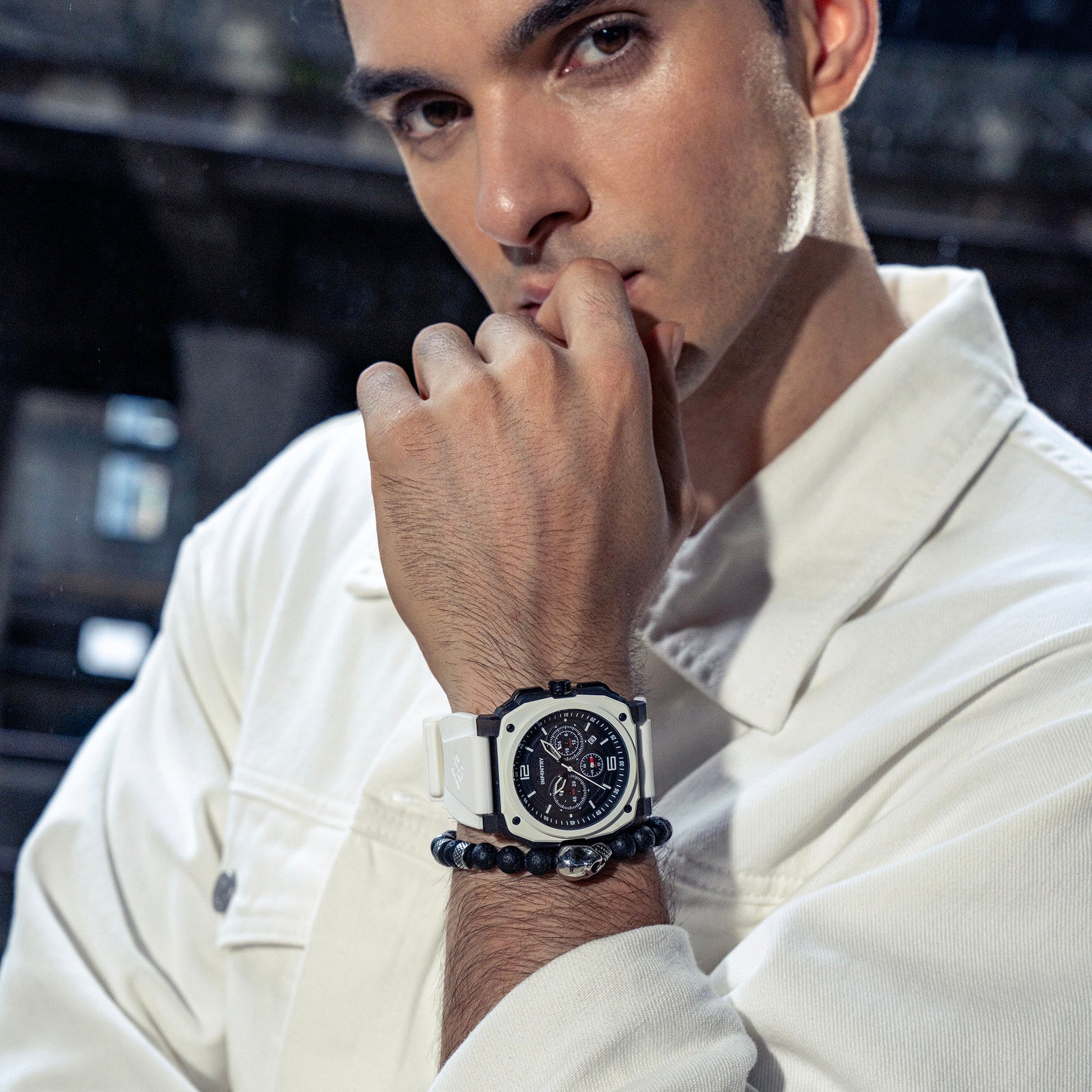 infantry chronograph military watch white REVO47-CHR01-WH-02